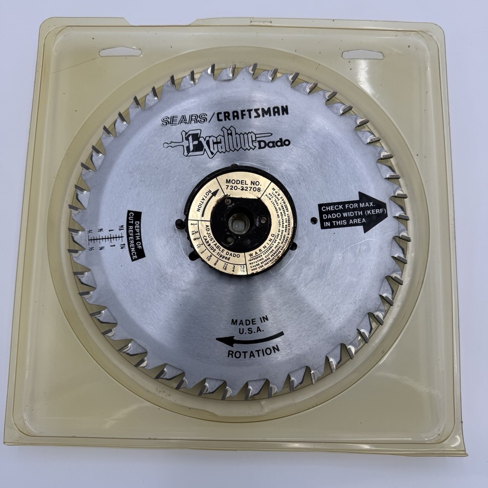 Sears Craftsman Excalibur Twin Blade 8 Inch Carbide Tipped Adj Dado 720.32708